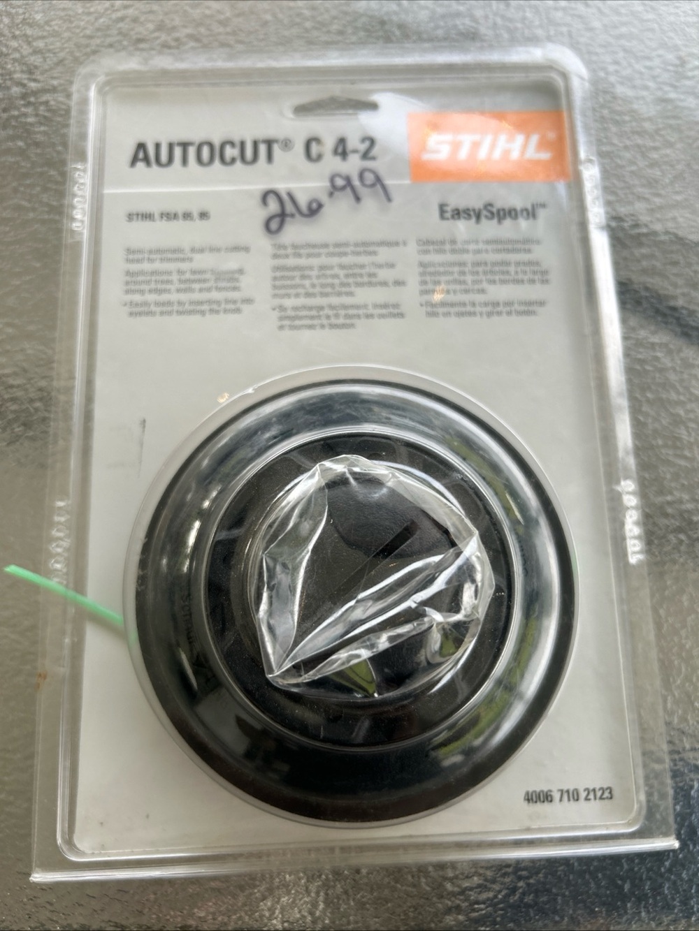 STIHL Autocut C 4-2 EasySpool Trimmer Head — Black with Green Line